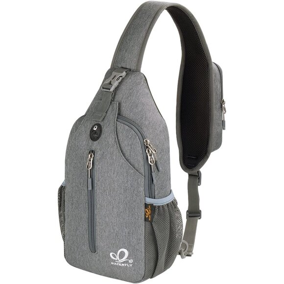 Waterfly Men Women Dark Gray Crossbody Adjustable Strap Hiking Sling Backpack - Picture 1 of 6